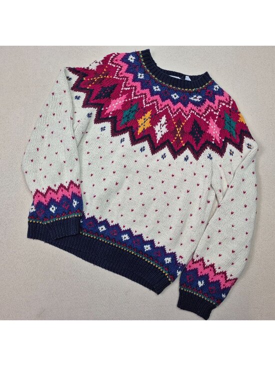 Cape Isle Knitters Sweaters - Cape Isle Knitters Women's Knit Long Sleeve White/Red/Blue Sweater Sz M VINTAGE!
